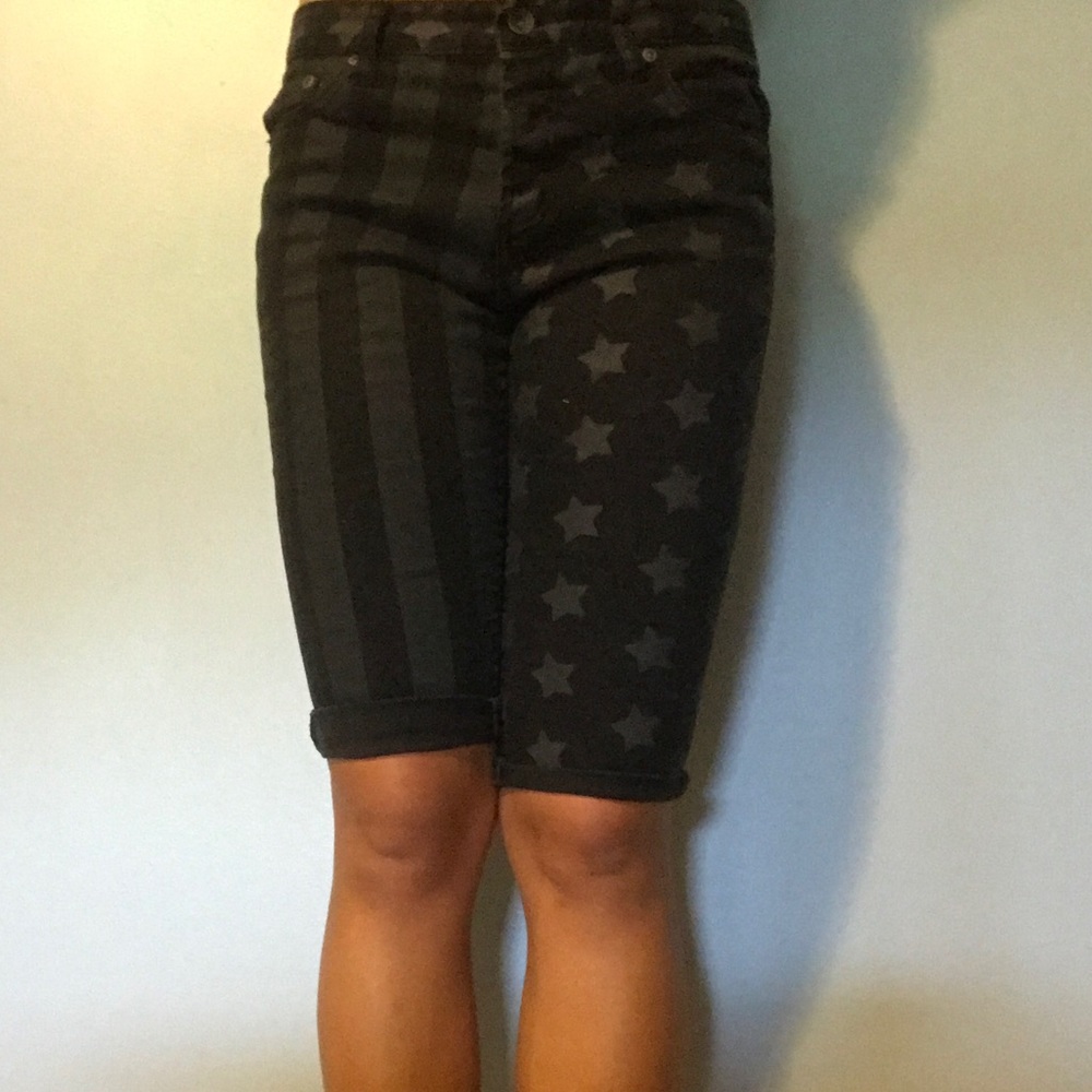 Black American flag shorts